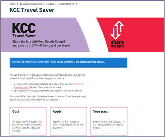 kcc young person's travel pass